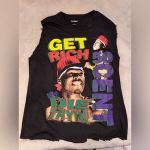50 Cent Sleeveless Graphic T-Shirt Customized from Old Navy